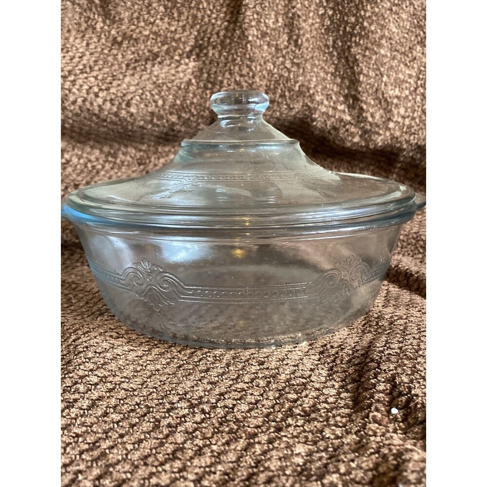 Sapphire Blue Philbe Glass Fire King Casserole Dish W/Lid  8.25”